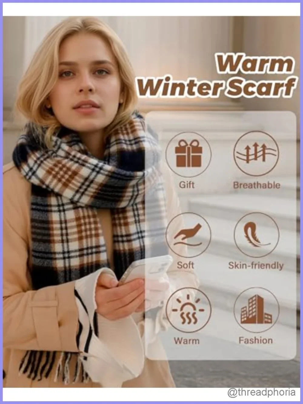 81 inch Tassel Blanket Scarf Women Plaid Wrap Lightweight